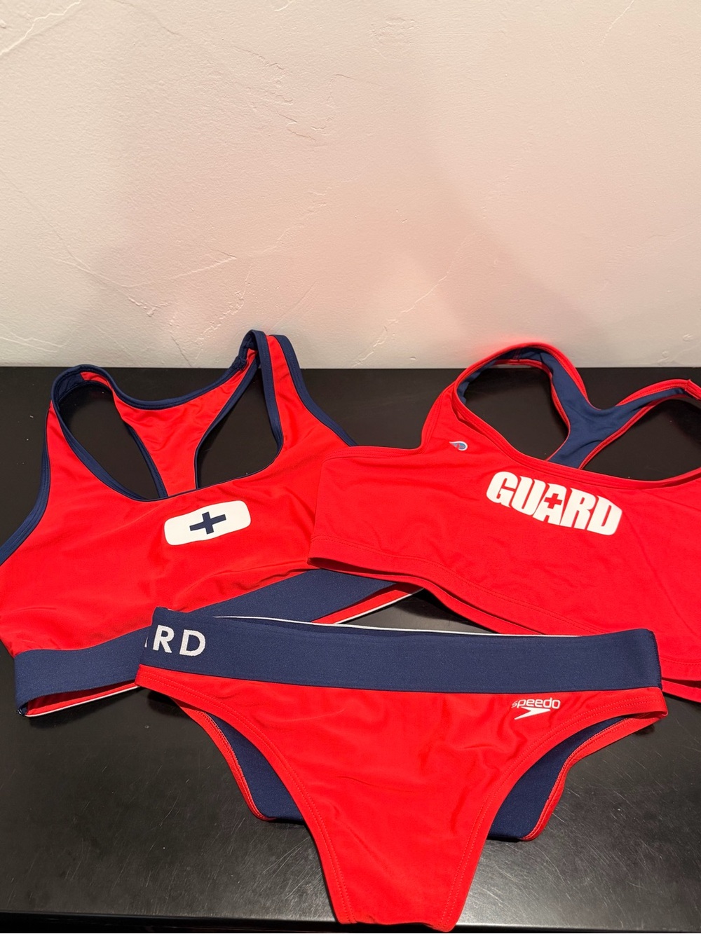 Speedo Red and Navy Lifeguard Swim Set